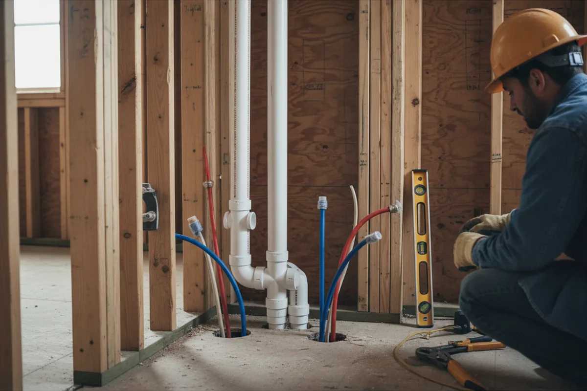 Drain and supply rough-in during Drain Cleaning in Harrison
